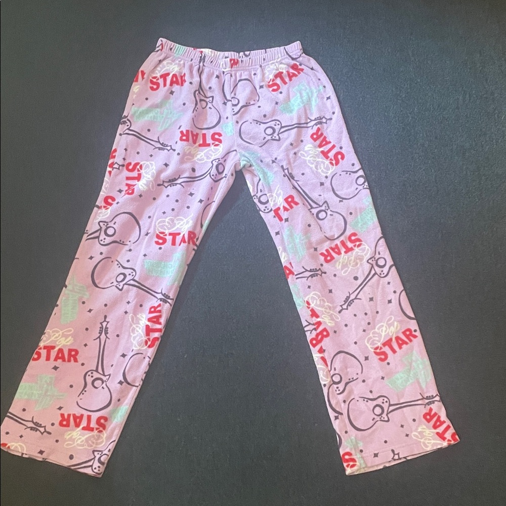 Playful Star Print Kids Pajama Bottoms - Lavender and Red
